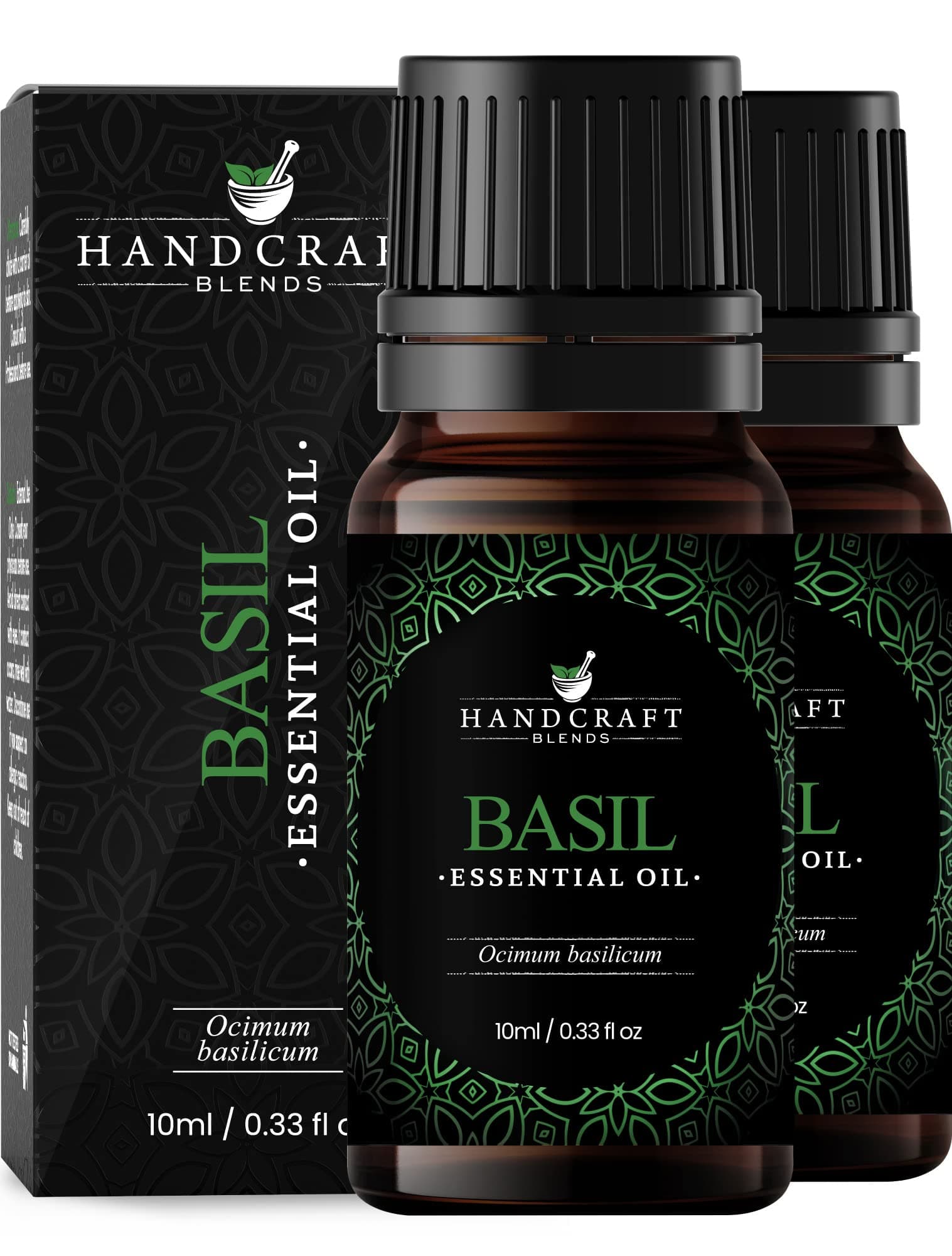 Handcraft Blends Basil Essential Oil – 0.33 Fl Oz – Pack of 2 – 100% Pure and Natural – Premium Grade Essential Oil for Diffuser and Aromatherapy, Skin, Massage, Candle and Soap Making Fragrance
