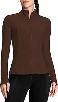 QUEENIEKE Women's Slim Fit Running Jackets - Long Sleeves Athletic Workout Gym Tops with Back Mesh Vent & Thumb Holes