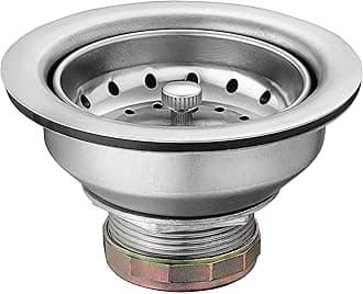 Moen Kitchen Sink Stainless Steel Basket Strainer with Drain Assembly, 3-1/2 Inch Sink Drain Stopper Plug, 22036