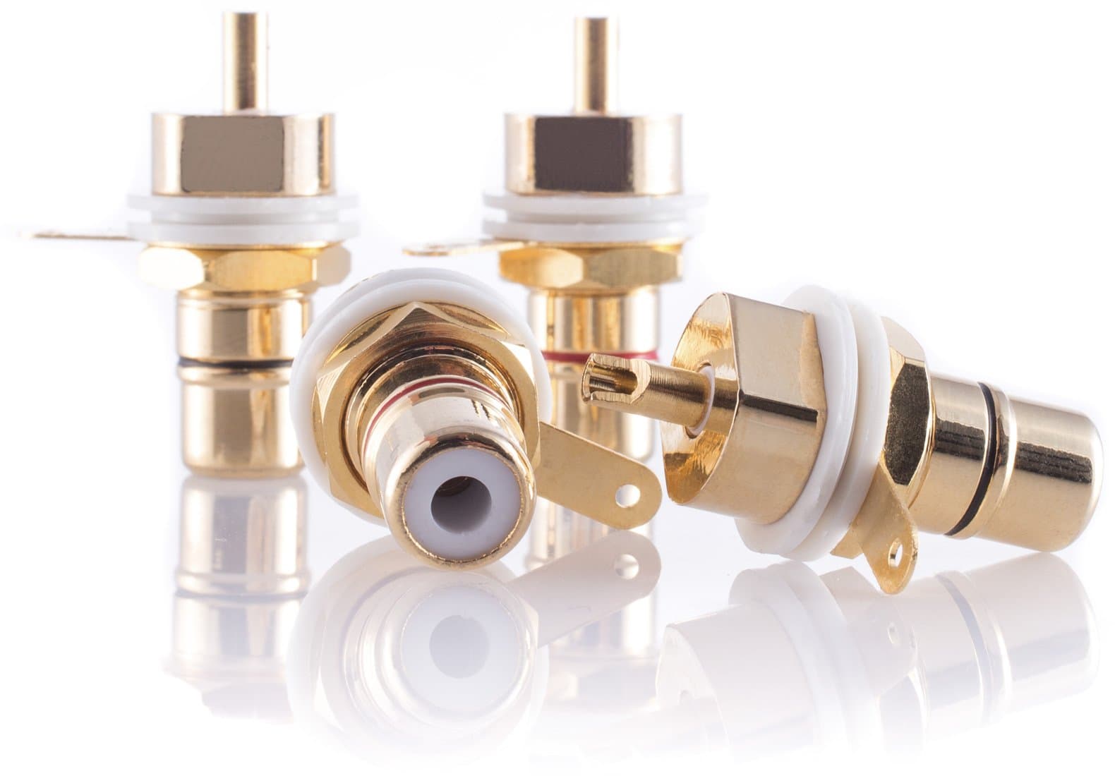 8x Hifi Lab RCA Phono Sockets Plug Connector Jack Cinch Chassis Panel RCA Female Mounting 24 k Gold Plated inlets Terminal Audio High-End 8 pcs