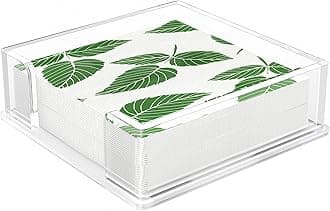 MaxGear Napkin Holder, Acrylic Lunch Napkins Holder for Table and Kitchen, Clear Luncheon Paper Napkin Holders, Table Top Plastic Napkins Caddy Tray for Buffet Dining Room, Events, 7 x 7 inches