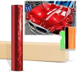 EzAuto Wrap 12"x60" (1FTx5FT) Gloss Red 24K Chopped Forged Carbon Fiber Textured Vinyl Auto Car Sticker Decal Sticker Film Sheet Bubble Free Air Release Technology with Tool Kit