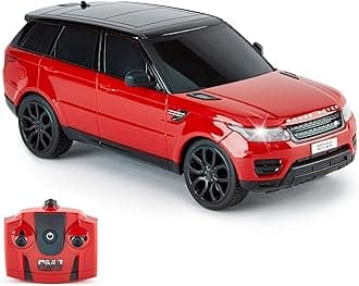 CMJ RC CarsTM Range Rover Sport Official Licensed Remote Control Car 1:24 with Working LED Lights, Radio Controlled Supercar (Range Rover Sport Red)