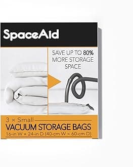 SpaceAid Vacuum Storage Bags, Space Saver Sealer Compression Bags for Comforters, Blankets, Pillows, Bedding, Clothes (Small 3 Pack)