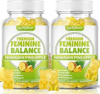 softbear Premium Feminine Balance Gummies for Women, Pineapple PH Balance Gummies for Women's Healthy Odor, Flora, Vaginal, Immune Support, Vegan, Gluten-Free, 120 Count