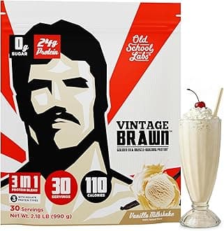 Old School Labs Protein Powder Isolate Sourced from Egg, Milk,& Beef - Made for Men & Women for Building Muscle & Post-Workout Recovery - Zero Sugar, Vanilla Milkshake Flavor - 30 Servings