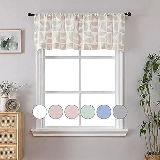 Aiyufeng Taupe Valances for Windows, 3D Embossed Textured Kitchen Curtains Valances 18 Inch Length for Bedroom Living Room, Soft Airy Rod Pocket Farmhouse Semi Small Curtains Drapes, 38"Wx18"L Inches