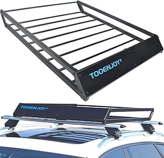 Roof Rack Cargo Basket, 43’’x 35’’x 4.7’’, Anti-Rust Rooftop Cargo Carrier with Removable Wind Fairing, Universal Car Top Luggage Holder for Car, SUV and Truck, 150 lbs Capacity