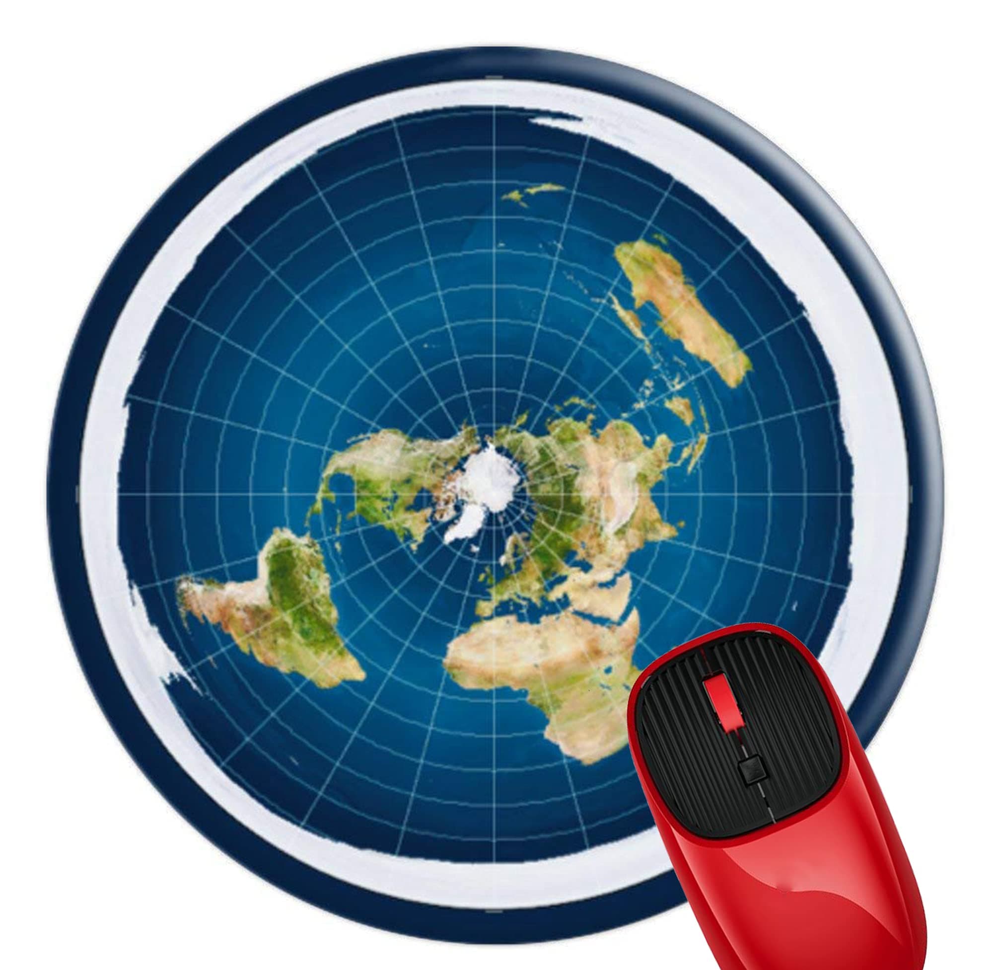 Mouse Pad Flat Earth Map Model, Premium-Textured Mouse Mat with Non-Slip Rubber Base, Cute Round Mousepad for Laptop Computer Office Desk Accessories,7.9 inch