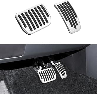 Foot Pedal Pads Set, Pedal Pad Cover, Non Slip Performance Automotive Brake Foot Rest Pedal Extenders, Auto Aluminum Pedal Covers Accessories Compatible with Model 3 Model Y (Silver)