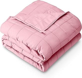 Bare Home Weighted Blanket Twin or Full Size 7lb (40" x 60") - All-Natural 100% Cotton - Premium Heavy Blanket Nontoxic Glass Beads (Cotton Light Pink, 40"x 60")
