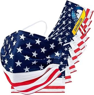 EverydayspecialEverydayspecial Disposable Safety Mask 3 Layer Protection Face for Adults 50 pcs (American Flag), 50 Count (Pack of 1)