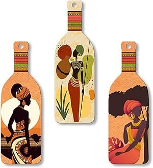 Artvibes African Warli Art Wooden Wall Hanging for Home Decor | Decoration Items for Livingroom | Art Item for Office | Decorative Mdf Wall Hanger Artwork (WH_9519N), (Set of 3)