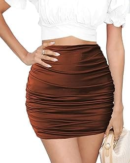 Women's Sexy Mini Skirts Ruched Bodycon Double Layer Club Skirt Trendy Short Skirts Adjustable Length