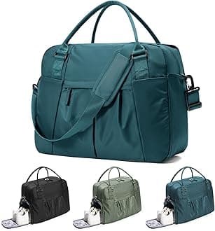 Weekender Travel Bag for Women Men, Personal Item Travel Bag with Shoes Compartment carry on bags for airplanes Overnight Bag Large Travel Tote Bag Gym Bag Workout Dance Bag Hospital Bags Peacock Blue