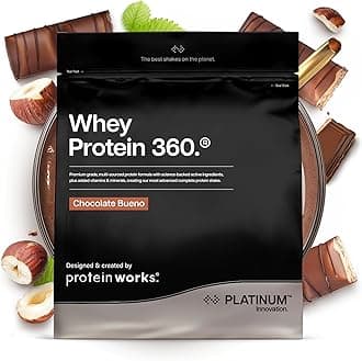 Protein Works | Whey Protein 360 - Platinum Innovation, Premium Whey Protein Blend, Electrolytes, Probiotics, Digestive Enzymes, 26 Vitamins & Minerals, Chocolate Bueno, 17 Servings, 600g