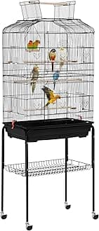 Yaheetech67.5inch Height Extra Large Bird Cage Cockatiel Cage Metal Parrot Cage w/Slide-Out Tray & Feeders & Detachable Rolling Stand