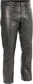 Milwaukee Leather LKM5790 Men's Black Classic 5 Pocket Leather Pants - 38