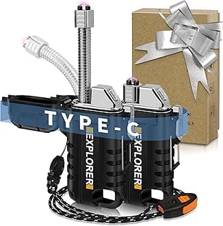 Lafagiet USB C Rechargeable Lighter, 360° Flexible Neck, Wind & Water Proof, Electric Arc Lighters for Candle, Camping