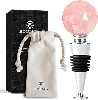 Wine Stoppers for Wine Bottles, Pink Gemstone Wine Beverage Bottle Stopper, Stainless Steel Reusable Wine Corks with Silicone Seal, Bottle Cover Leak proof Keep Fresh