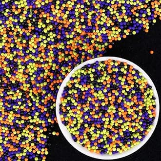 Edible Pearl Sprinkles,Nonpareils Purple Black Green and Orange Mix,130g/4.58oz,Cute Pearls Cake Candy,Mini Sugar Sprinkles for Decorations Baking,Cake Ice Cream Cookies Cupcake Toppe Chocolate,Birthday Thanksgiving Christmas Supplie