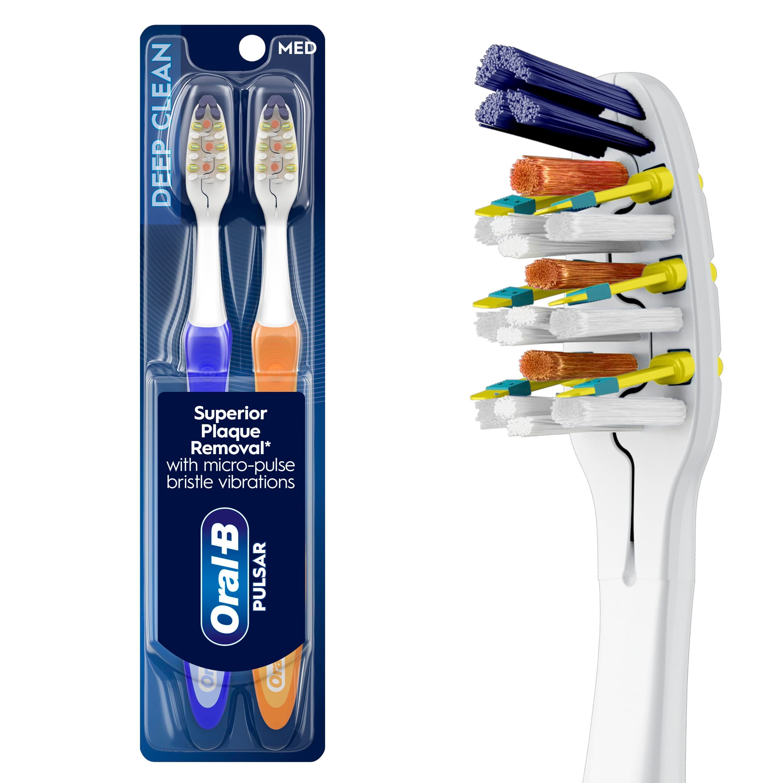Pulsar Expert Clean Battery Toothbrush, Medium, 2 Count