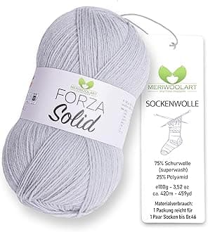 MeriWoolArt® Sock Wool 4-Ply - 100 g Merino Wool Yarn for Knitting & Crocheting, 75% Virgin Wool (Superwash), 25% Polyamide, 420 m - Ideal for Socks for Men and Women, Sweaters & Cardigans 4612