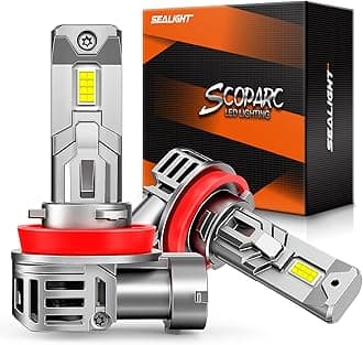SEALIGHT 𝐇𝟏𝟏/𝐇𝟗/𝐇𝟏𝟔 Bulbs, 40000LM 6500K Cool White H8 Fog Bulbs, 1:1 Mini Size, Powersports Accessory Lights with Fan, 3 Mins Plug-N-Play, Pack of 2