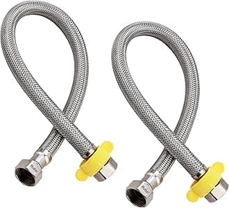 Ruhe® Connection Pipe | 304 Grade Stainless Steel Connection Pipe | Silver | Hose Pipe Suitable for Hot & Cold Mixer Faucets For Basins and Sinks, Geysers, and Flush Tanks | 24 Inches (Set Of 2)