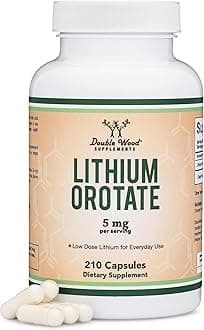 Lithium Orotate 5mg of Elemental Lithium for Cognition and Brain Health, 210 Capsules (Third Party Tested, Vegan Safe, Non-GMO) by Double Wood Supplements