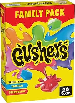 Gushers Fruit Flavored Snacks, Tropical and Strawberry Flavors, Family Pack, 20 Ct, 16 oz