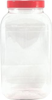 Empty Plastic Jar with Red Screw Top Lid 4430ml by Britten & James®. Food Grade PET Plastic - Perfect Storage Container for Sweets, Candy, Cookies, Supplements etc.