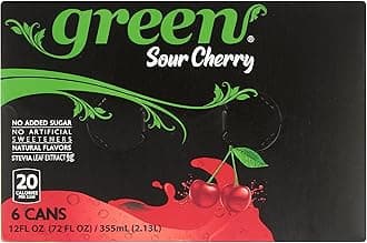 Green Soda Sparkling Sour Cherry with Real Fruit Juice, Naturally Sweetened, No Artificial Sweeteners, Natural Flavors, 66.9 Fluid Ounce (Pack of 4)