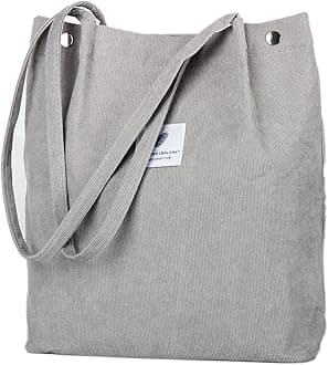 Corduroy Tote Bag Cute Tote Bags for Women Shoulder Bag with Inner Pocket for Work Beach Travel and Shopping Grocery