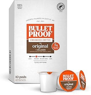 Bulletproof Coffee + Collagen Single-Serve Coffee Pods, 10 Count, 100% Arabica Beans, Clean Coffee Tested for Toxins