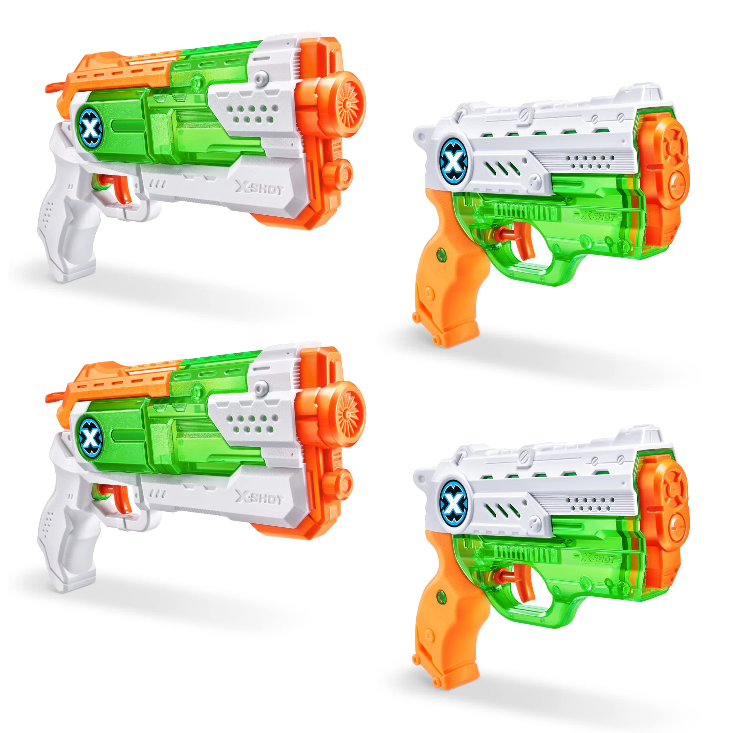 XSHOT Nano Fast Fill (2 Pack) + Micro Fast-Fill (2 Pack) by ZURU Refresh Watergun, X Shot Water Toys, 4 Blasters Total, (Fills with Water in just 1 Second!)