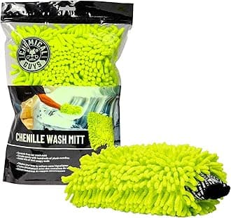MIC493 Chenille Premium Scratch-Free Microfiber Wash Mitt, Lime Green, 9.6" x 2.3" x 7"