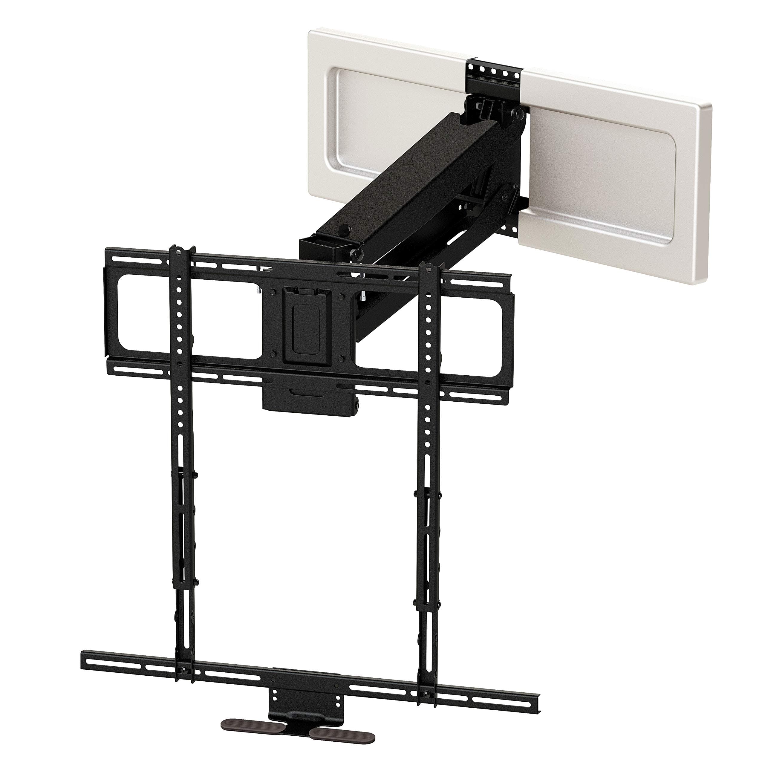 MantelMount MM540 - Above Fireplace Pull Down TV Mount for 44" to 80" Screen TVs to 90 lbs, with Patented auto-straightening, Adjustable Stops, Heat Sensor Handles & Paintable Covers
