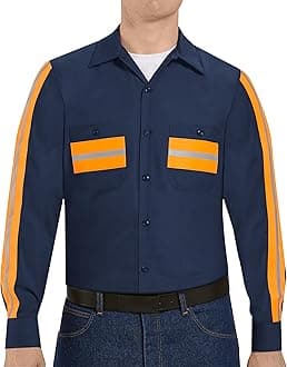 Red Kap Men's Industrial 2 Piece Lined Collar Work Shirt, 34 x 38