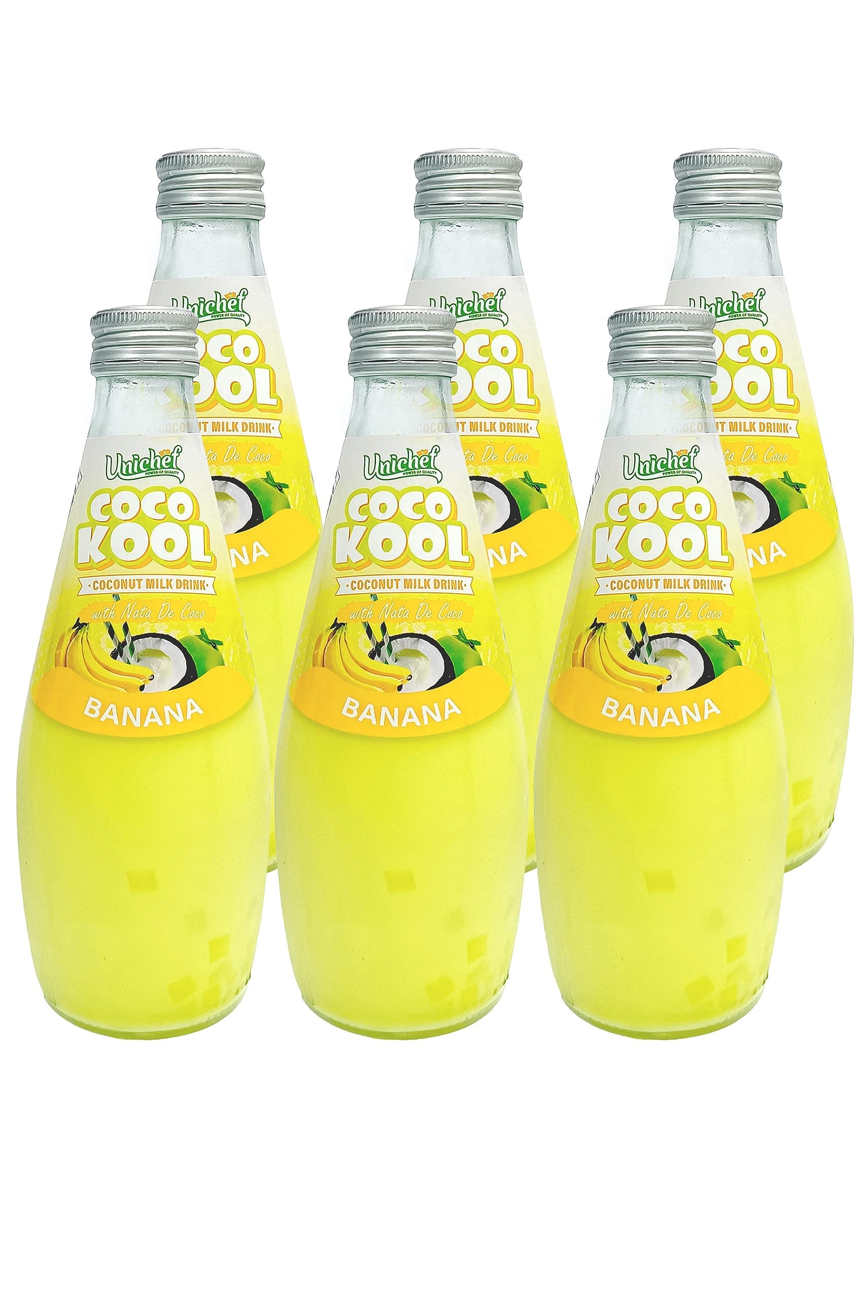 Unichef Coco Kool Coconut Milk Drink with Nata De Coco Banana 290Ml (Pack Of 6) SUGAR FREE