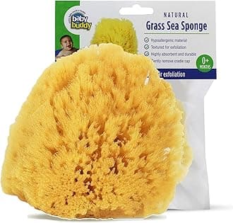 Baby Buddy Natural Baby Bath Sponge 4in Soft Grass Sea Sponge Soft on Baby's Tender Skin, Biodegradable, Hypoallergenic, Absorbent Natural Sea Sponge, 1 Pack, Yellow