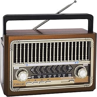 Retro AM FM Radio, Shortwave Portable Vintage Radio with Bluetooth Speaker, Flashlight, Best Reception, Support TF Card, USB Disk for Home Kitchen Outdoor
