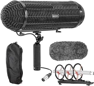 BWS1000 Blimp Wind & Vibration Protection System for Shotgun Microphones - Features 12-point Internal Shockmount, Integrated XLR Cable, Furry Deadcat Windscreen & Grip Handle with Boom Attachment