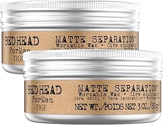 TIGI Bed Head Hair Wax for Men, Matte Separation 2-Pack – Workable Strong Hold, Anti-Humidity, Travel-Friendly Hair Products for Men, 3 Oz Ea