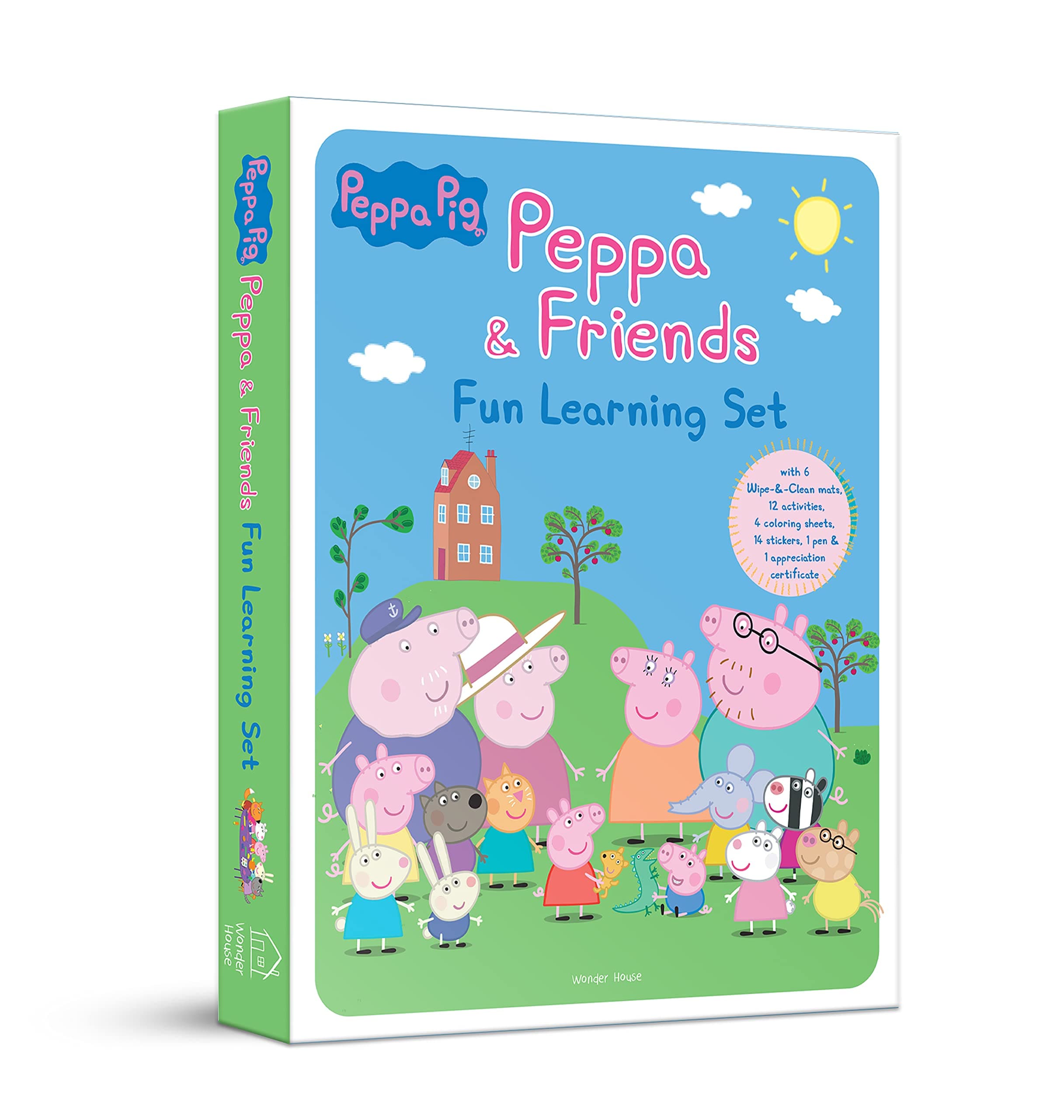 – Peppa Pig - Peppa And Friends : Fun Learning Set (With Wipe And Clean Mats, Coloring Sheets, Stickers, Appreciation Certificate And Pen)