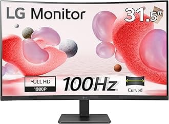 Electronics Curved Wide screen Monitor 32MR50C-B, 32 Inch, Full HD 1080p, 100Hz, 5ms GtG, VA Panel, AMD FreeSync, Smart Energy Saving, Anti-Glare, HDMI, Matte Black