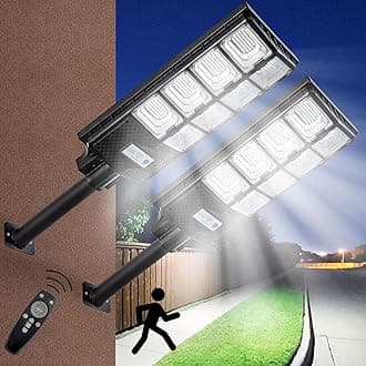 Waterproof Solar Lights Outdoor for Patio & Yard, Dusk to Dawn Motion Sensor Security Lighting, High Brightness Solar-Powered Garden Pathway Lamps-2 Pack