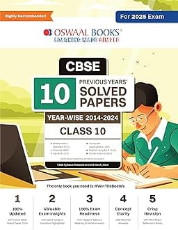 Oswaal Cbse 10 Years' Solved Papers, Class 10 (English Lang. & Lit., Hindi-A, Hindi-B, Sanskrit, Social Science, Science Mathematics (Standard + Basic) (for 2024 Exam)