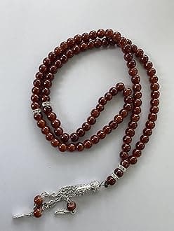 Tasbeeh Glass 99 Prayer Misbah Rosary Islamic Beads Counter Spiritual Round Beads (Sangaria)