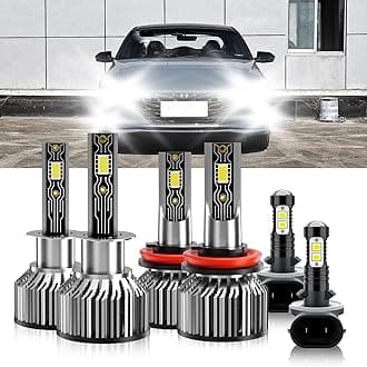 Compatible For Hyundai Elantra 2007-2013 H1 H11 High/Low Beam 881 Fog Light Bulbs, 600% Brightness 6500K White with Cooling Fan, Plug and Play, IP68 Pack of 6